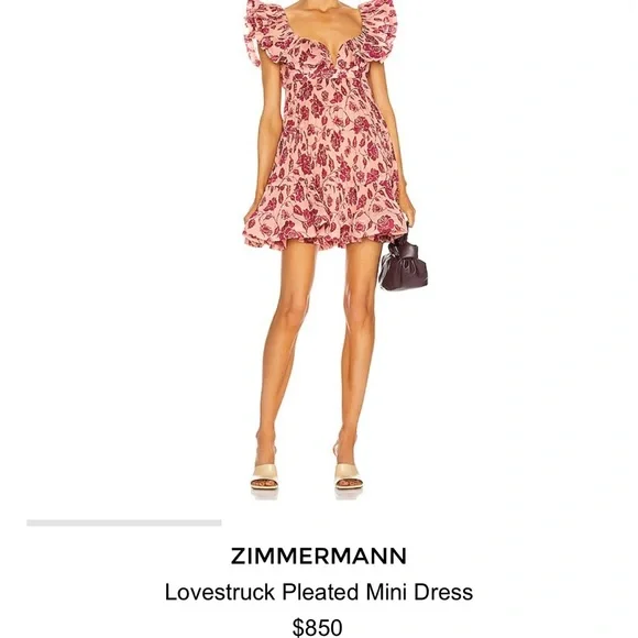 Zimmermann Pink Floral Dress lovestruck pleated - Picture 4 of 12